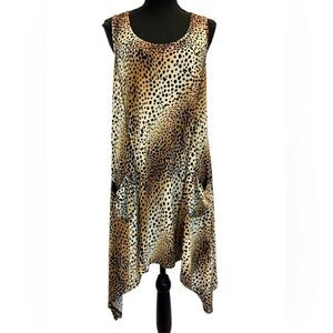 𝅺JOSEPH Ribkoff leopard print sleeveless asymmetrical blouse top Sz 10 NWOT